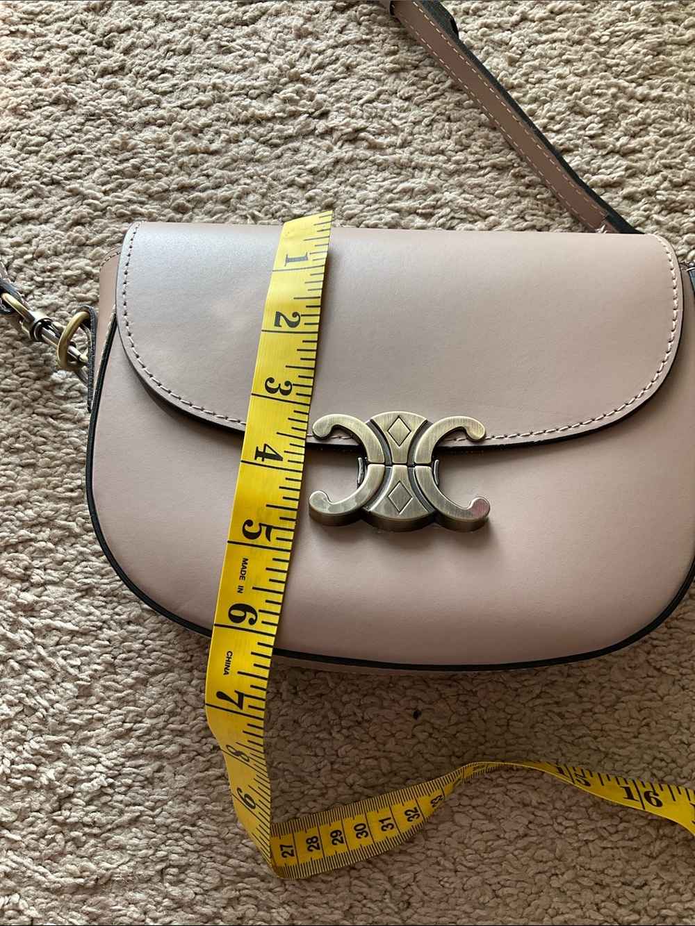 Taupe Leather Crossbody Bag - Picture 11 of 12